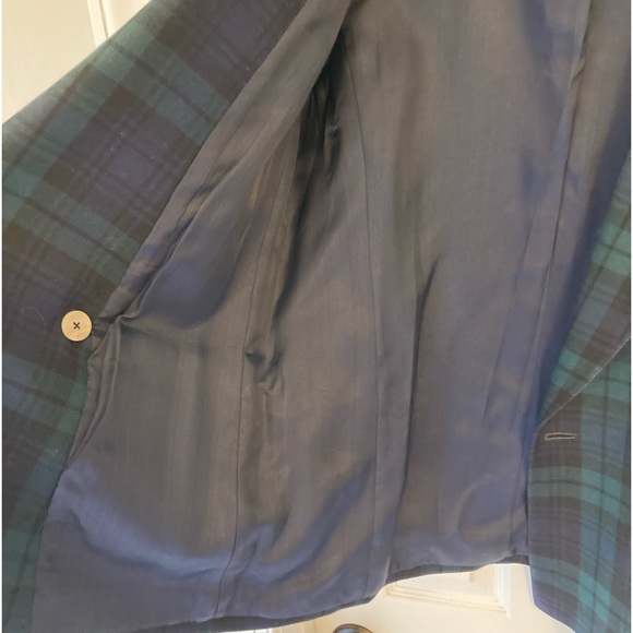 Vintage Giorgio Sant’ Angelo Wool Green Black Plaid Blazer 10 - Picture 4 of 11